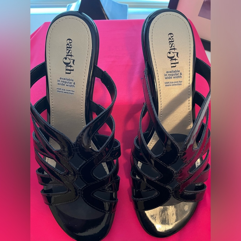 East 5th Black Sandal Heels